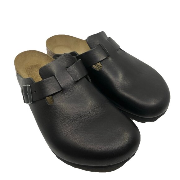 Birkenstock Boston Black Leather Clogs Mens EU 44/US 11 Slip On - Picture 1 of 9